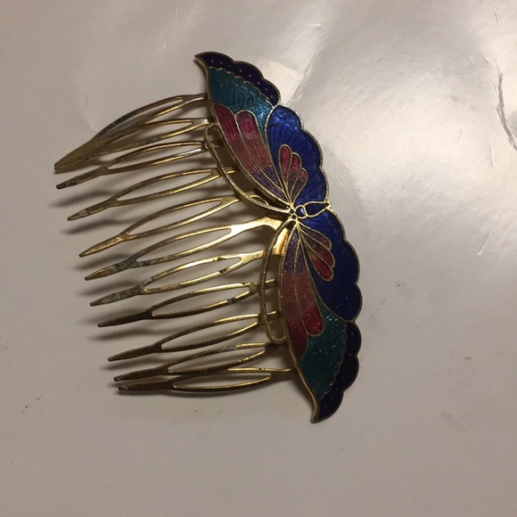 Women’s Beautiful Vintage Cloisanne Hair Comb - Picture 1 of 6
